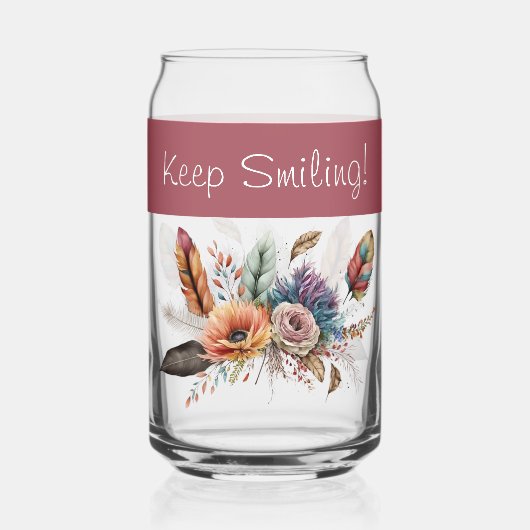 Aangepaste naam bloemen roze blikvorm glas (Achterkant)