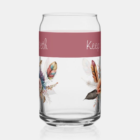 Aangepaste naam bloemen roze blikvorm glas (Links)