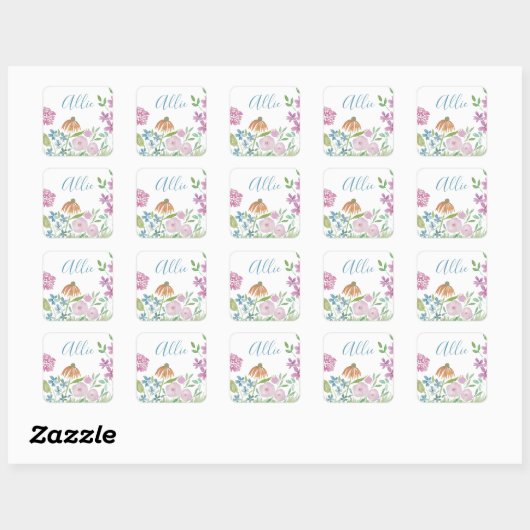 Aangepaste naam Bloemen Stickers (Vel)