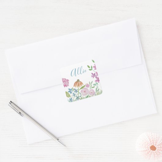 Aangepaste naam Bloemen Stickers (Envelop)