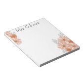 Aangepaste Naam Bloemen Waterverf Blush Peach Notitieblok (Schuin)