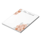 Aangepaste Naam Bloemen Waterverf Blush Peach Notitieblok (Linkerzijde)
