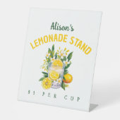 Aangepaste naam Bloemen Zomer Gele limonade Stand Reclamebord Met Voetstuk (Voorkant)