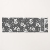 Aangepaste Naam Bloemen Zwart Grijs Wit Yoga Mat (Voorkant (horizontaal))