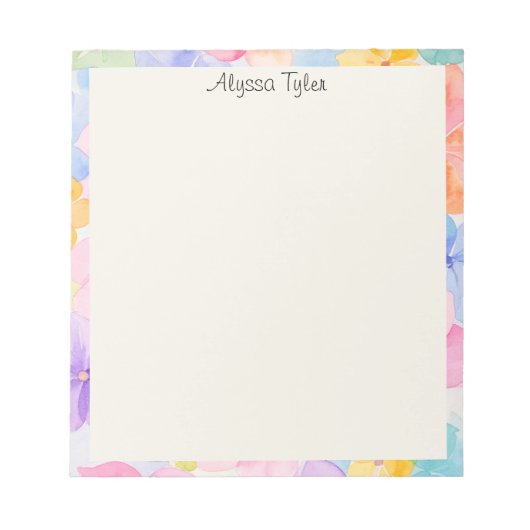 Aangepaste naam bloemenaquarel  notitieblok (Voorkant)