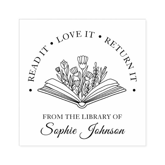 Aangepaste naam Bloemenboekenliefhebber Leraar Rubberstempel (Afrduk)