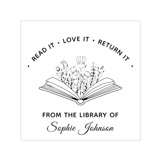 Aangepaste naam Bloemenboekenliefhebber Leraar Zelfinktende Stempel (Design)