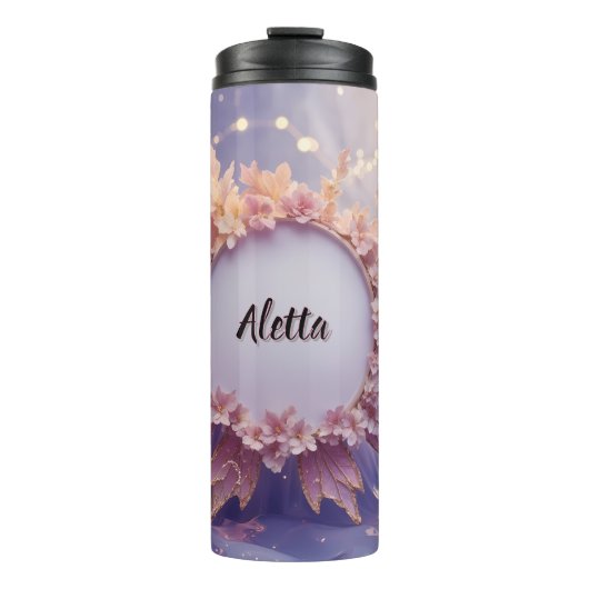 Aangepaste Naam Bloemenfee Thema: Thermische Tumbl Thermosbeker (Voorkant)
