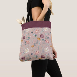 Aangepaste naam bloemenprint tote bag