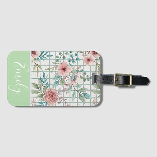 Aangepaste Naam Bloemenrooster Bagagelabel (Voorkant (horizontaal))