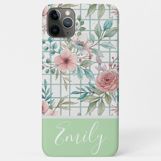 Aangepaste Naam Bloemenrooster Case-Mate iPhone Case (Achterkant)