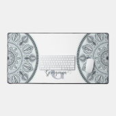 Aangepaste Naam Bloemharmonie Grijs Monotone Manda Bureaumat (Keyboard & Muis)