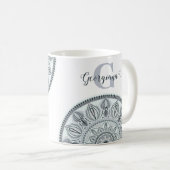 Aangepaste Naam Bloemharmonie Grijs Monotone Manda Koffiemok (Voorkant rechts)