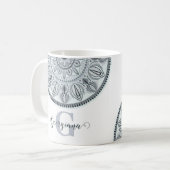 Aangepaste Naam Bloemharmonie Grijs Monotone Manda Koffiemok (Voorkant links)