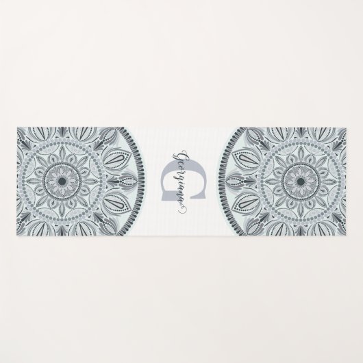 Aangepaste Naam Bloemharmonie Grijs Monotone Manda Yogamat (Voorkant (horizontaal))