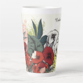 Aangepaste naam bloemillustratie latte mok (Voorkant)