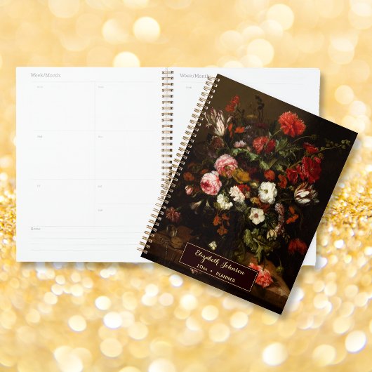 Aangepaste Naam  Bloemkunst Goud Monogram 2026 Planner