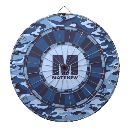 Aangepaste naam Blue Camo Dartboard Dartbord (Voorkant)