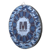Aangepaste naam Blue Camo Dartboard Dartbord (Voorkant Rechts)