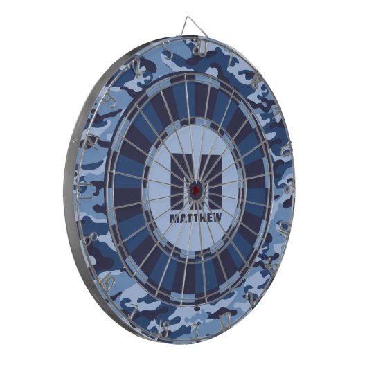 Aangepaste naam Blue Camo Dartboard Dartbord (Voorkant Links)