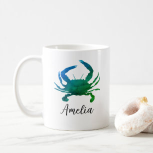 Aangepaste naam Blue Crab Painting Koffiemok