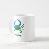 Aangepaste naam Blue Crab Painting Koffiemok (Voorkant links)