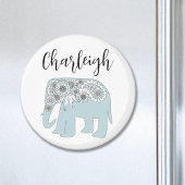 Aangepaste naam Blue Paisley Elephant Magneet