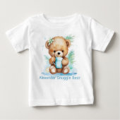 Aangepaste naam Blue Teddy Bear Baby Shirt (Voorkant)
