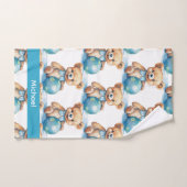 Aangepaste Naam Blue Teddy Bear Boy's Badhanddoek  Bad Handdoek (Handdoek)