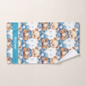 Aangepaste Naam Blue Teddy Bear Boy's Badhanddoek Bad Handdoek (Handdoek)