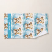 Aangepaste Naam Blue Teddy Bear Boy's Badhanddoek  Bad Handdoek (Handdoek)