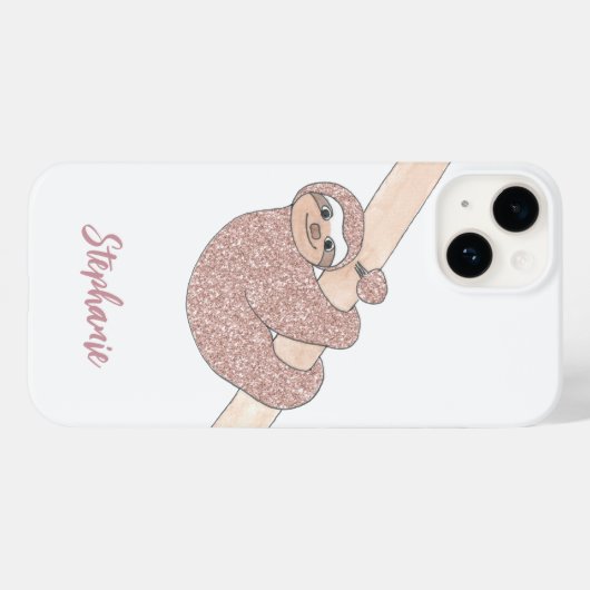 Aangepaste naam Blush Glitter Cute Case-Mate iPhone Case (Achterkant (horizontaal))