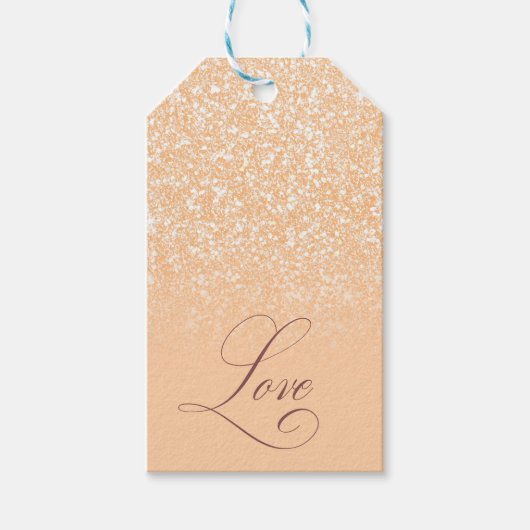 Aangepaste naam Blush Glitter Love Typografie FFCB Cadeaulabel (Voorkant)