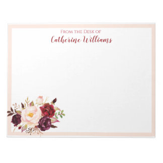 Aangepaste naam Blush roze bloemen Verzamelpen Pay Notitieblok