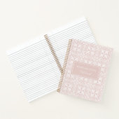 Aangepaste Naam Blush Roze Vector Patroon Dagboek Notitieboek (Binnen)