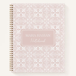 Aangepaste Naam Blush Roze Vector Patroon Dagboek Notitieboek