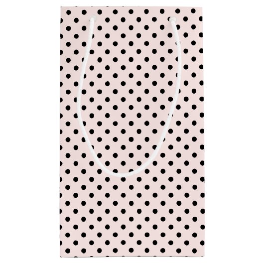 Aangepaste naam Blush roze | Zwarte poladots patro Klein Cadeauzakje (Achterkant)