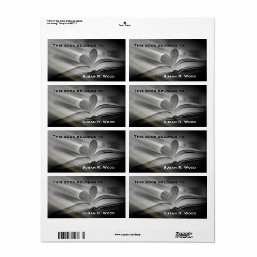 Aangepaste naam boek liefhebbers boek labels (Full Sheet)