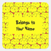 Aangepaste naam: boekplaat Funny Yellow Cats Squar Vierkante Sticker (Voorkant)