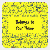 Aangepaste naam: boekplaat Funny Yellow Cats Vierkante Sticker (Voorkant)