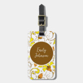 Aangepaste naam Boheemse bloemenslingers geel Bagagelabel (Voorkant verticaal)
