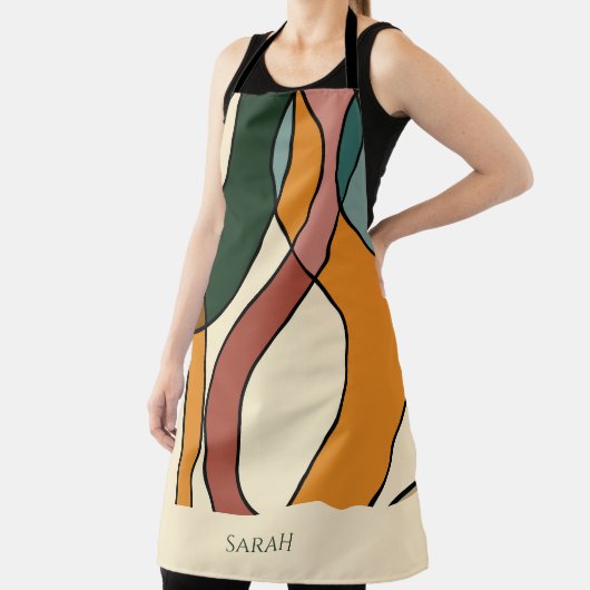 Aangepaste naam Boho Abstract Aardse Moderne Keuke Schort (Insitu)