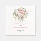 Aangepaste naam Boho Blush Bloemengoud Trouwservet Servet (Voorkant)
