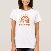 Aangepaste naam Boho Earth Tone Rainbow Sun T-shirt (Voorkant)