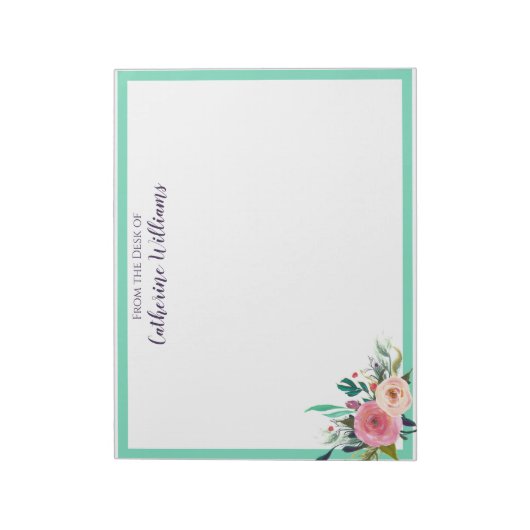 Aangepaste naam Boho Floral Bouquet Stationery Pen Notitieblok (Linkerzijde)