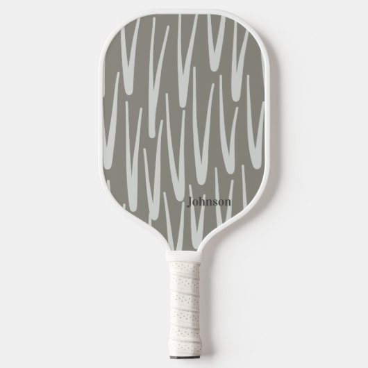 Aangepaste naam Boho Gray en White Pattern Pickleball Paddle (Voorkant)