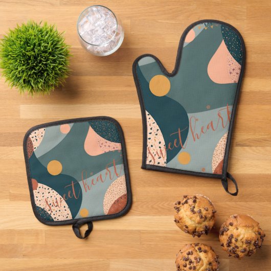 Aangepaste naam Boho Ovenwant & Pannenlap Set (Top down)