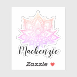Aangepaste naam Boho Pastel Roze gradiënt Lotus Fl Sticker