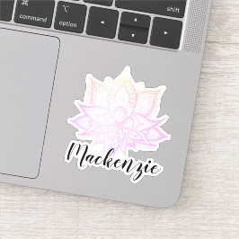 Aangepaste naam Boho Pastel Roze gradiënt Lotus Fl Sticker