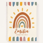 Aangepaste naam Boho Rainbow Terug naar school Notitieboek (Voorkant)